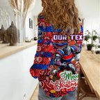 Custom Knights Rugby Merry Christmas Women Casual Shirt Indigenous Australian Art