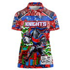 Custom Knights Rugby Merry Christmas Women Polo Shirt Indigenous Australian Art
