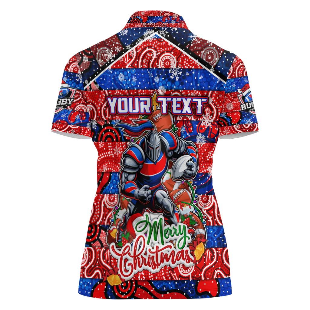 Custom Knights Rugby Merry Christmas Women Polo Shirt Indigenous Australian Art