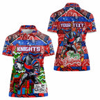 Custom Knights Rugby Merry Christmas Women Polo Shirt Indigenous Australian Art