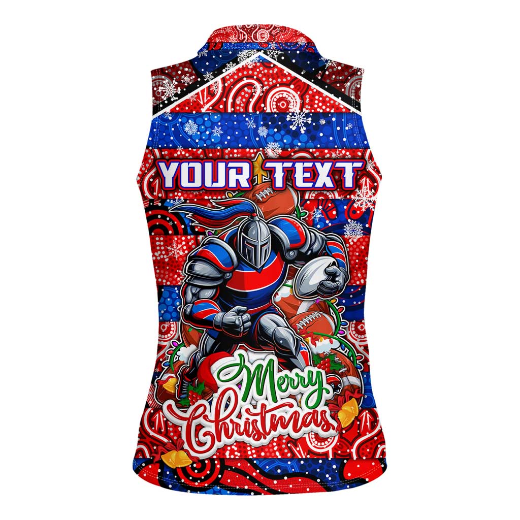 Custom Knights Rugby Merry Christmas Women Sleeveless Polo Shirt Indigenous Australian Art