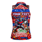 Custom Knights Rugby Merry Christmas Women Sleeveless Polo Shirt Indigenous Australian Art