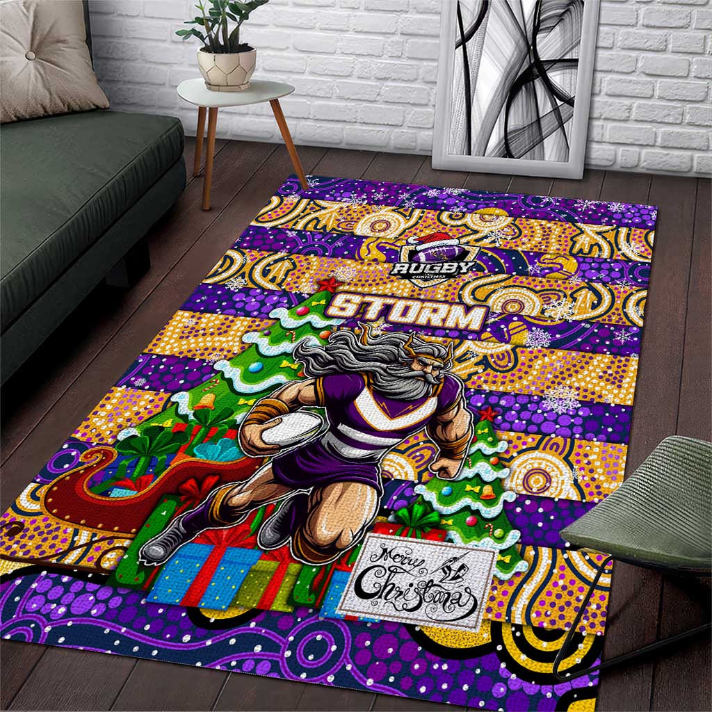 Storm Rugby Merry Christmas Area Rug Indigenous Australian Art