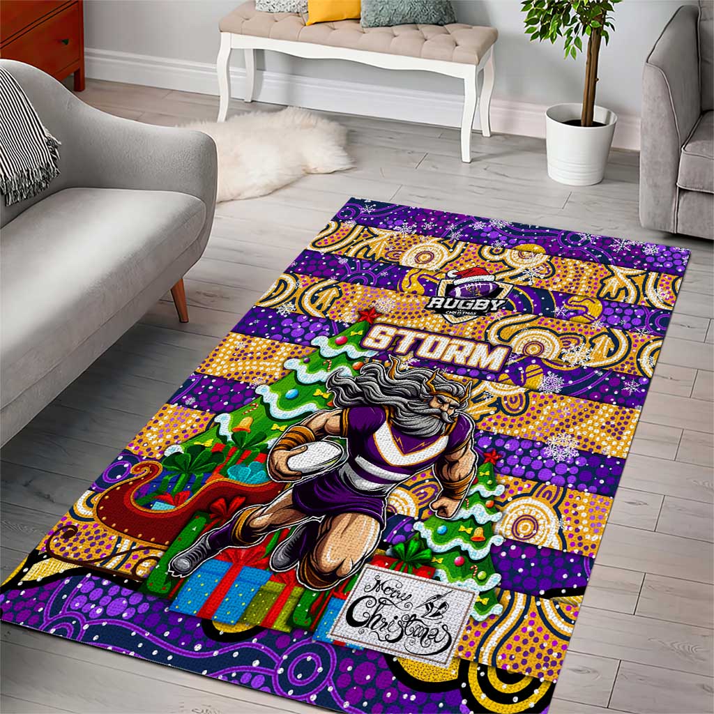 Storm Rugby Merry Christmas Area Rug Indigenous Australian Art