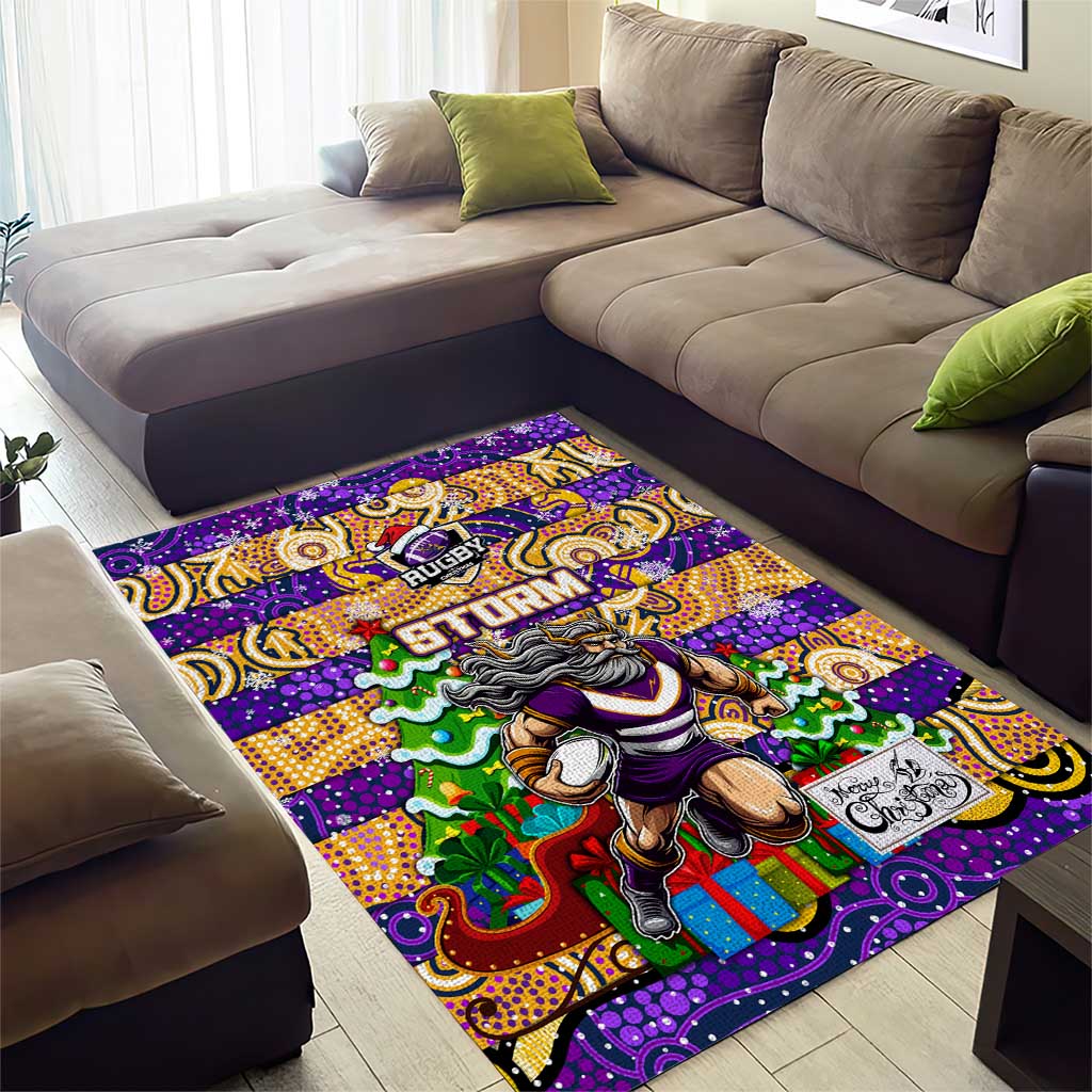Storm Rugby Merry Christmas Area Rug Indigenous Australian Art