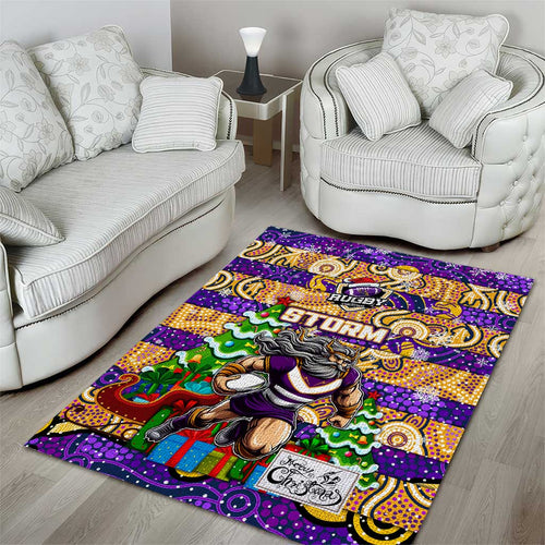 Storm Rugby Merry Christmas Area Rug Indigenous Australian Art