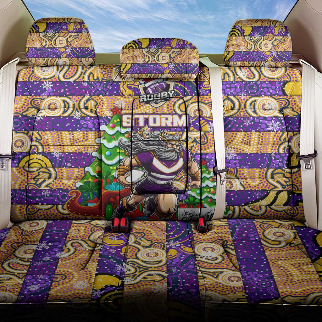 Storm Rugby Merry Christmas Back Car Seat Cover Indigenous Australian Art