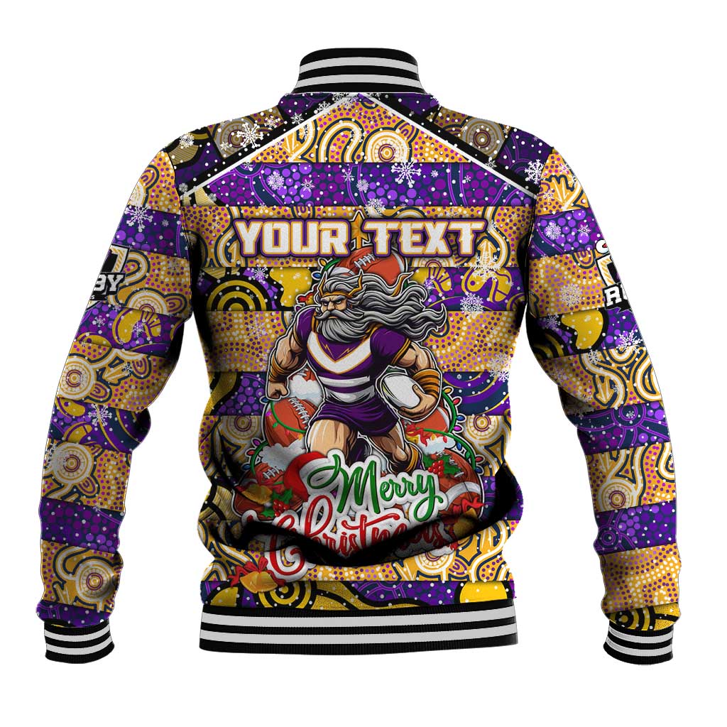 Custom Storm Rugby Merry Christmas Baseball Jacket Indigenous Australian Art