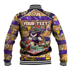 Custom Storm Rugby Merry Christmas Baseball Jacket Indigenous Australian Art