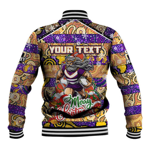 Custom Storm Rugby Merry Christmas Baseball Jacket Indigenous Australian Art