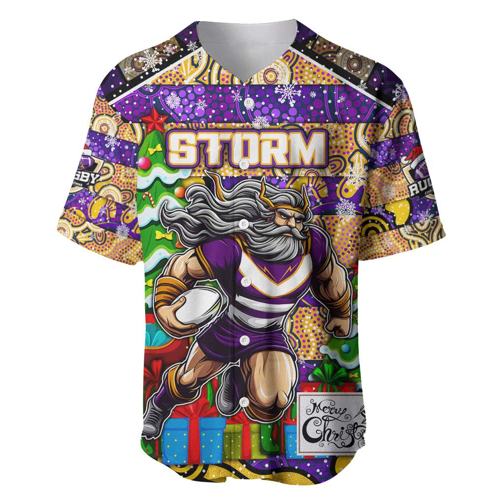 Custom Storm Rugby Merry Christmas Baseball Jersey Indigenous Australian Art