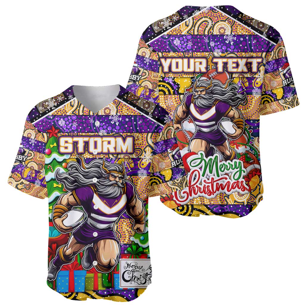 Custom Storm Rugby Merry Christmas Baseball Jersey Indigenous Australian Art