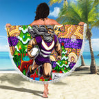 Storm Rugby Merry Christmas Beach Blanket Indigenous Australian Art