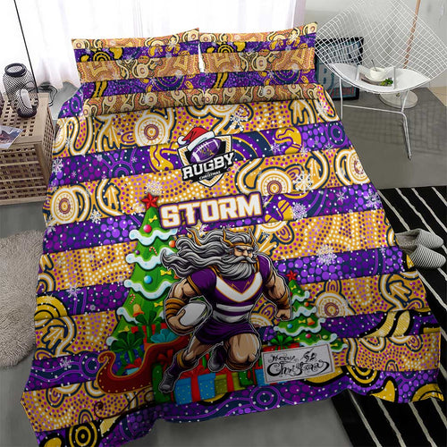 Storm Rugby Merry Christmas Bedding Set Indigenous Australian Art