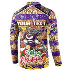 Custom Storm Rugby Merry Christmas Button Sweatshirt Indigenous Australian Art