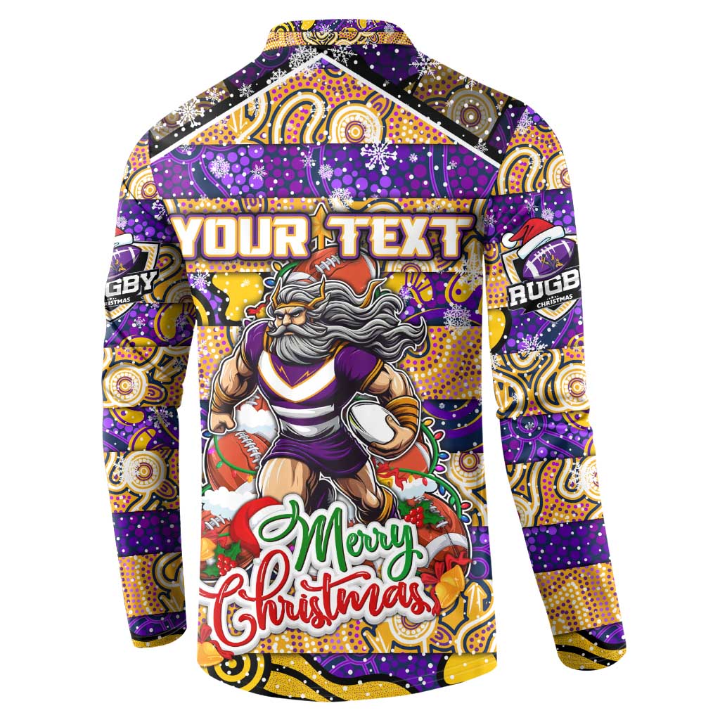 Custom Storm Rugby Merry Christmas Button Sweatshirt Indigenous Australian Art