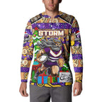 Custom Storm Rugby Merry Christmas Button Sweatshirt Indigenous Australian Art