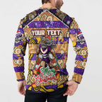 Custom Storm Rugby Merry Christmas Button Sweatshirt Indigenous Australian Art