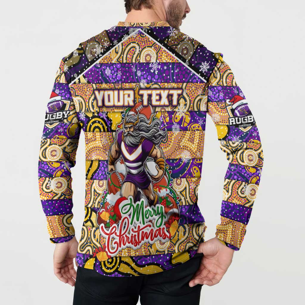 Custom Storm Rugby Merry Christmas Button Sweatshirt Indigenous Australian Art