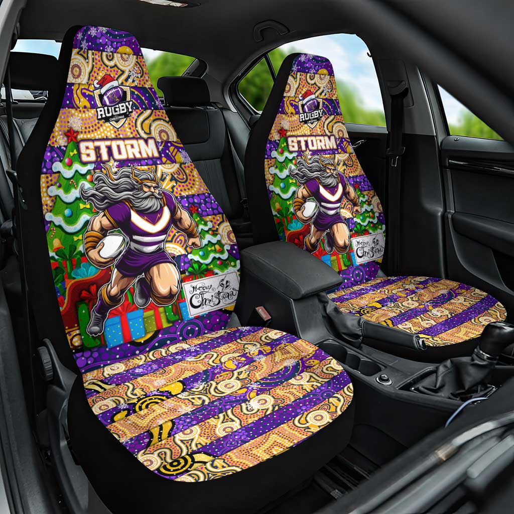 Storm Rugby Merry Christmas Car Seat Cover Indigenous Australian Art