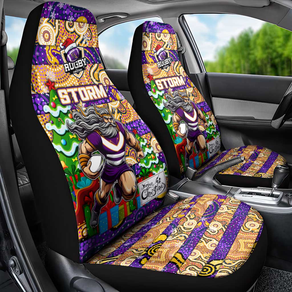 Storm Rugby Merry Christmas Car Seat Cover Indigenous Australian Art