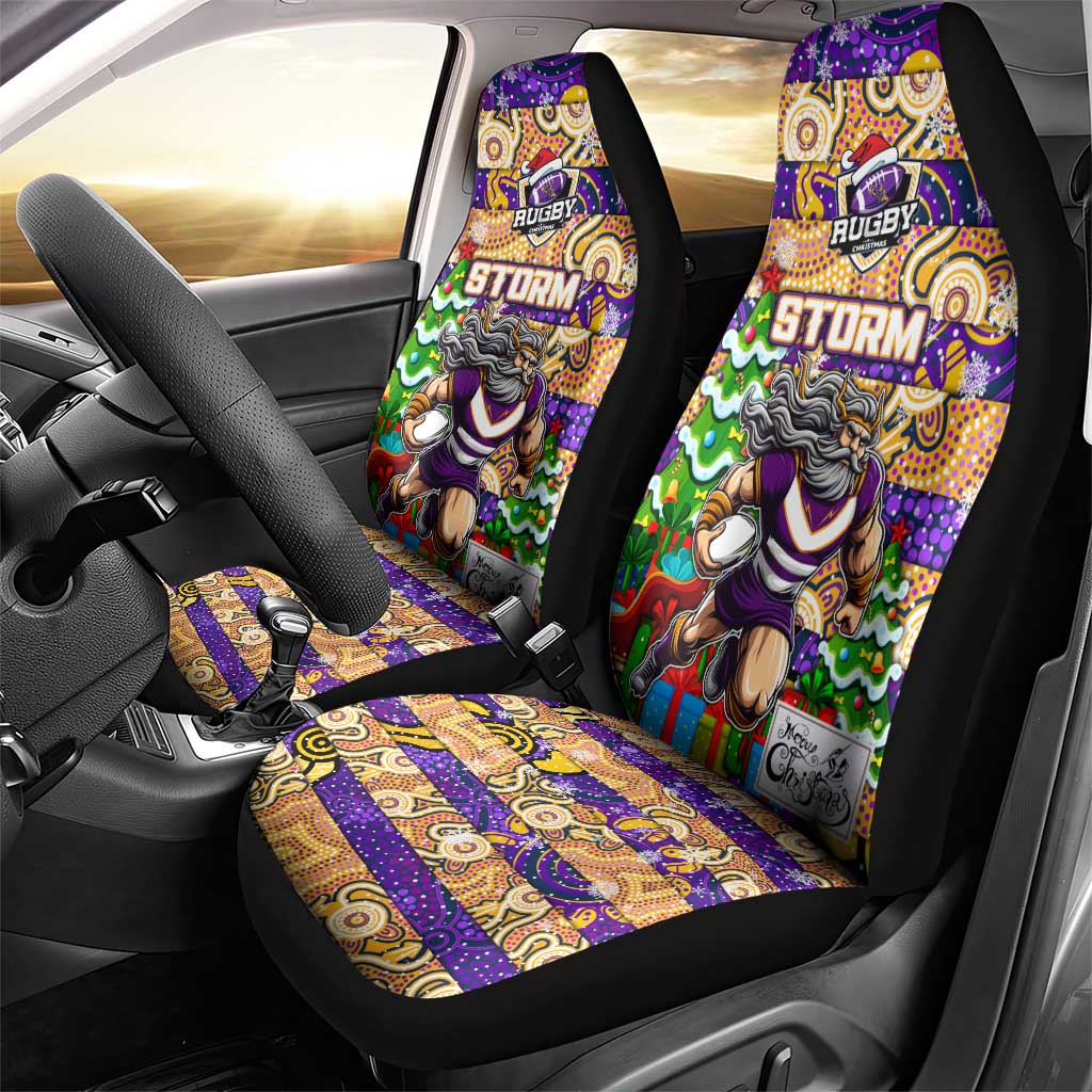 Storm Rugby Merry Christmas Car Seat Cover Indigenous Australian Art