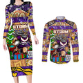 Custom Storm Rugby Merry Christmas Couples Matching Long Sleeve Bodycon Dress and Long Sleeve Button Shirt Indigenous Australian Art