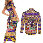 Custom Storm Rugby Merry Christmas Couples Matching Short Sleeve Bodycon Dress and Long Sleeve Button Shirt Indigenous Australian Art
