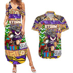Custom Storm Rugby Merry Christmas Couples Matching Summer Maxi Dress and Hawaiian Shirt Indigenous Australian Art