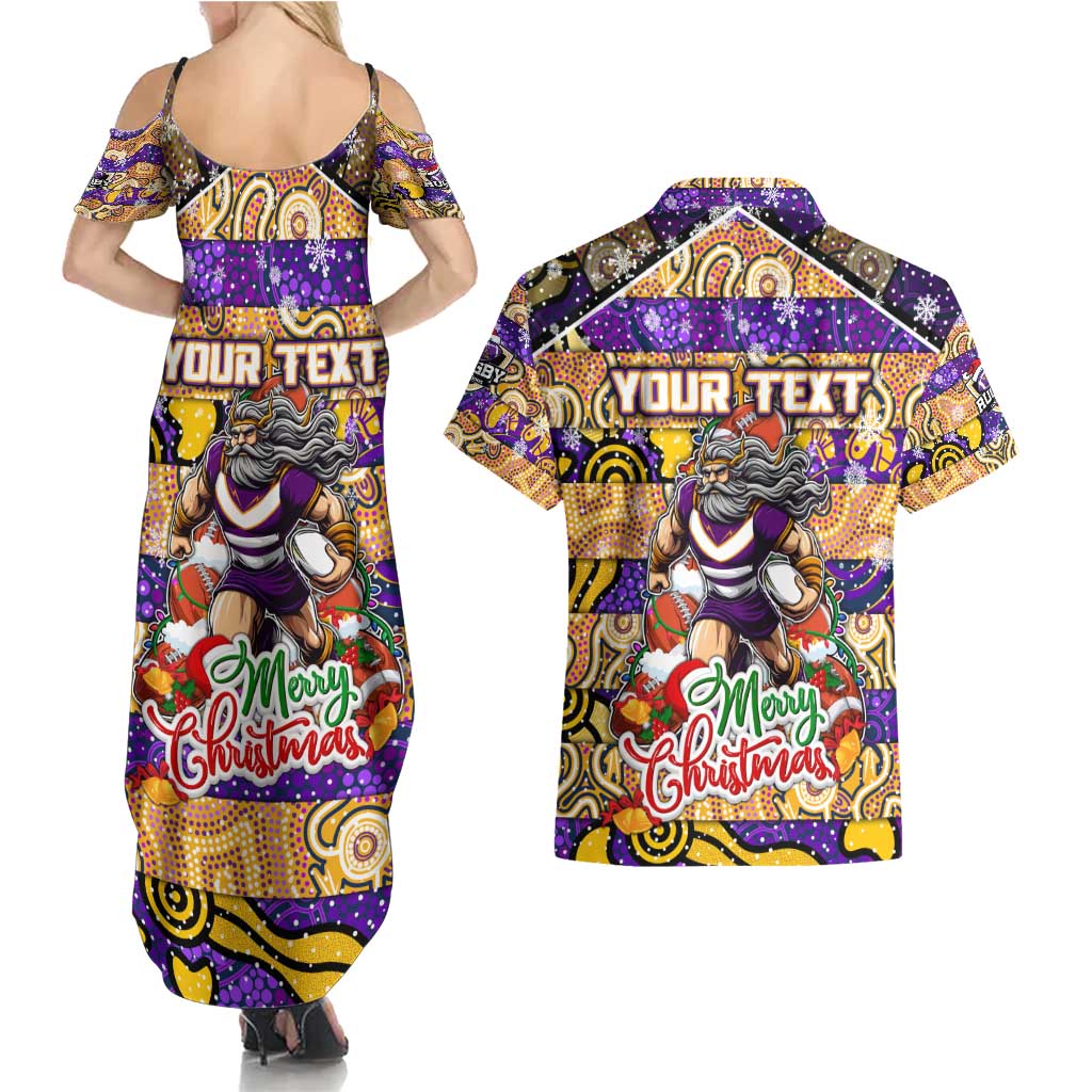 Custom Storm Rugby Merry Christmas Couples Matching Summer Maxi Dress and Hawaiian Shirt Indigenous Australian Art