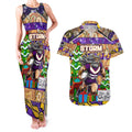 Custom Storm Rugby Merry Christmas Couples Matching Tank Maxi Dress and Hawaiian Shirt Indigenous Australian Art