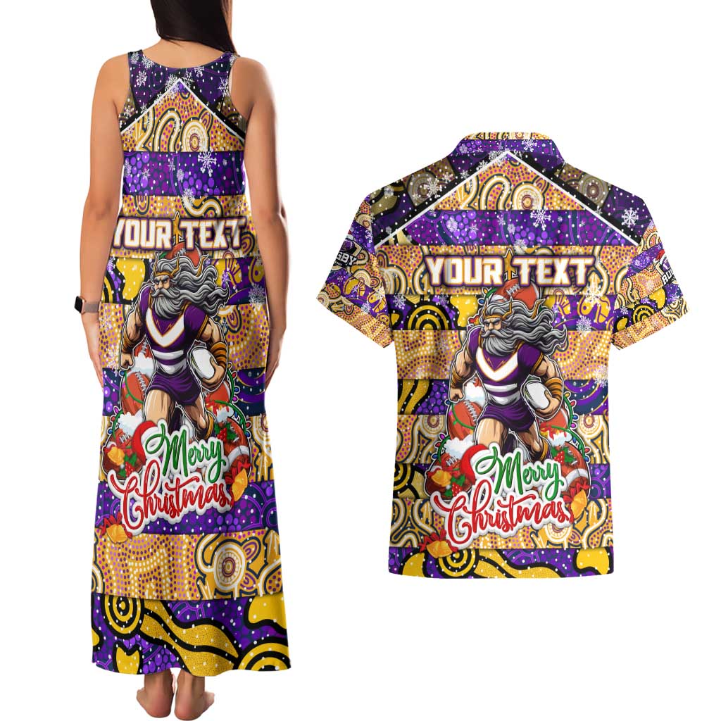 Custom Storm Rugby Merry Christmas Couples Matching Tank Maxi Dress and Hawaiian Shirt Indigenous Australian Art