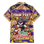 Custom Storm Rugby Merry Christmas Family Matching Mermaid Dress and Hawaiian Shirt Indigenous Australian Art