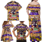 Custom Storm Rugby Merry Christmas Family Matching Off Shoulder Maxi Dress and Hawaiian Shirt Indigenous Australian Art
