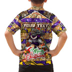 Custom Storm Rugby Merry Christmas Family Matching Off Shoulder Short Dress and Hawaiian Shirt Indigenous Australian Art