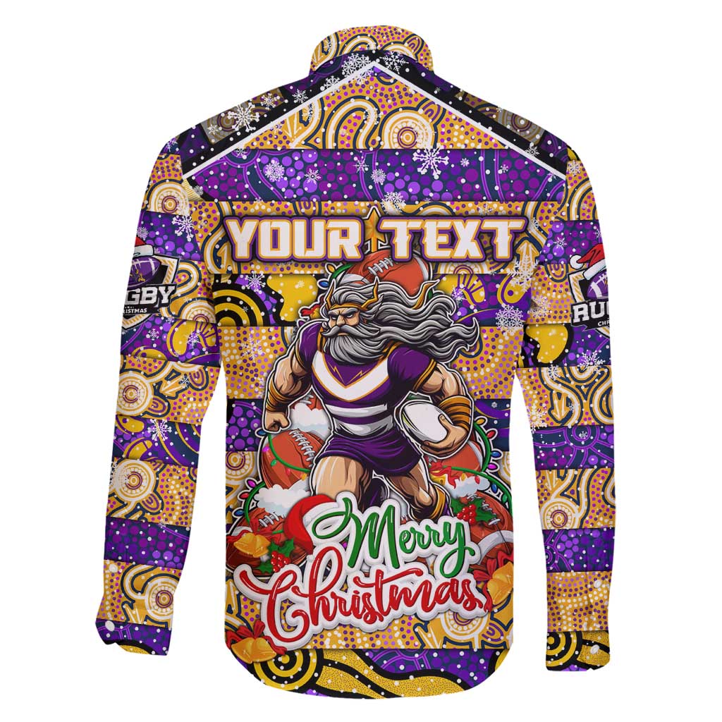 Custom Storm Rugby Merry Christmas Family Matching Off Shoulder Short Dress and Hawaiian Shirt Indigenous Australian Art
