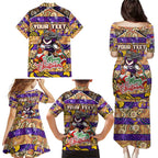 Custom Storm Rugby Merry Christmas Family Matching Puletasi and Hawaiian Shirt Indigenous Australian Art