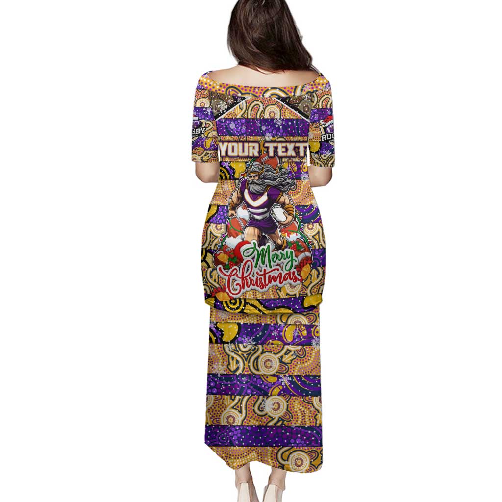Custom Storm Rugby Merry Christmas Family Matching Puletasi and Hawaiian Shirt Indigenous Australian Art