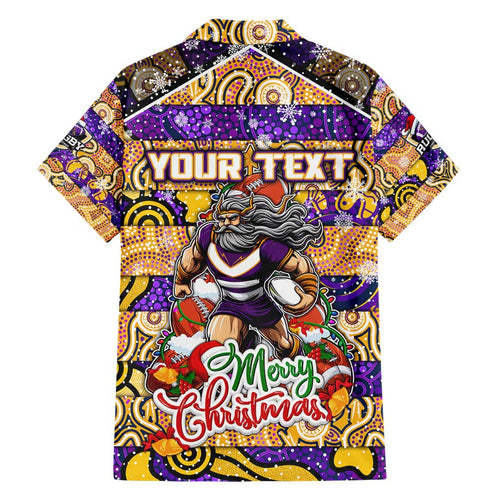 Custom Storm Rugby Merry Christmas Family Matching Short Sleeve Bodycon Dress and Hawaiian Shirt Indigenous Australian Art