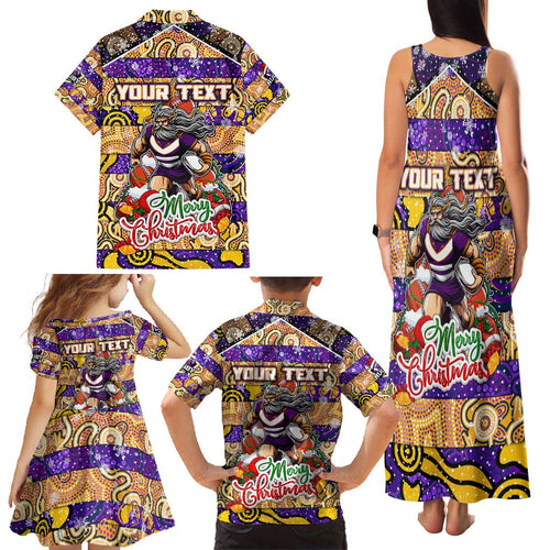Custom Storm Rugby Merry Christmas Family Matching Tank Maxi Dress and Hawaiian Shirt Indigenous Australian Art