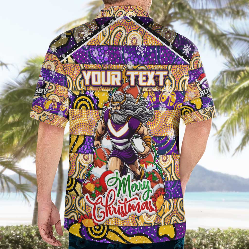 Custom Storm Rugby Merry Christmas Hawaiian Shirt Indigenous Australian Art