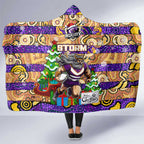 Storm Rugby Merry Christmas Hooded Blanket Indigenous Australian Art