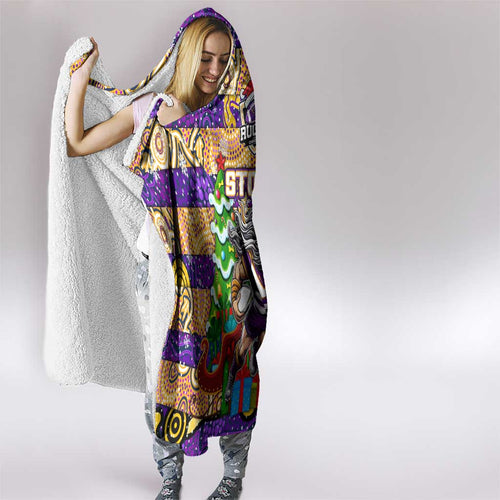 Storm Rugby Merry Christmas Hooded Blanket Indigenous Australian Art