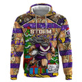 Custom Storm Rugby Merry Christmas Hoodie Indigenous Australian Art