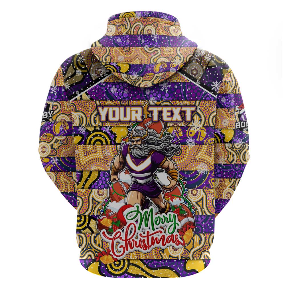 Custom Storm Rugby Merry Christmas Hoodie Indigenous Australian Art