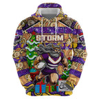 Custom Storm Rugby Merry Christmas Hoodie Indigenous Australian Art