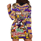 Custom Storm Rugby Merry Christmas Hoodie Dress Indigenous Australian Art