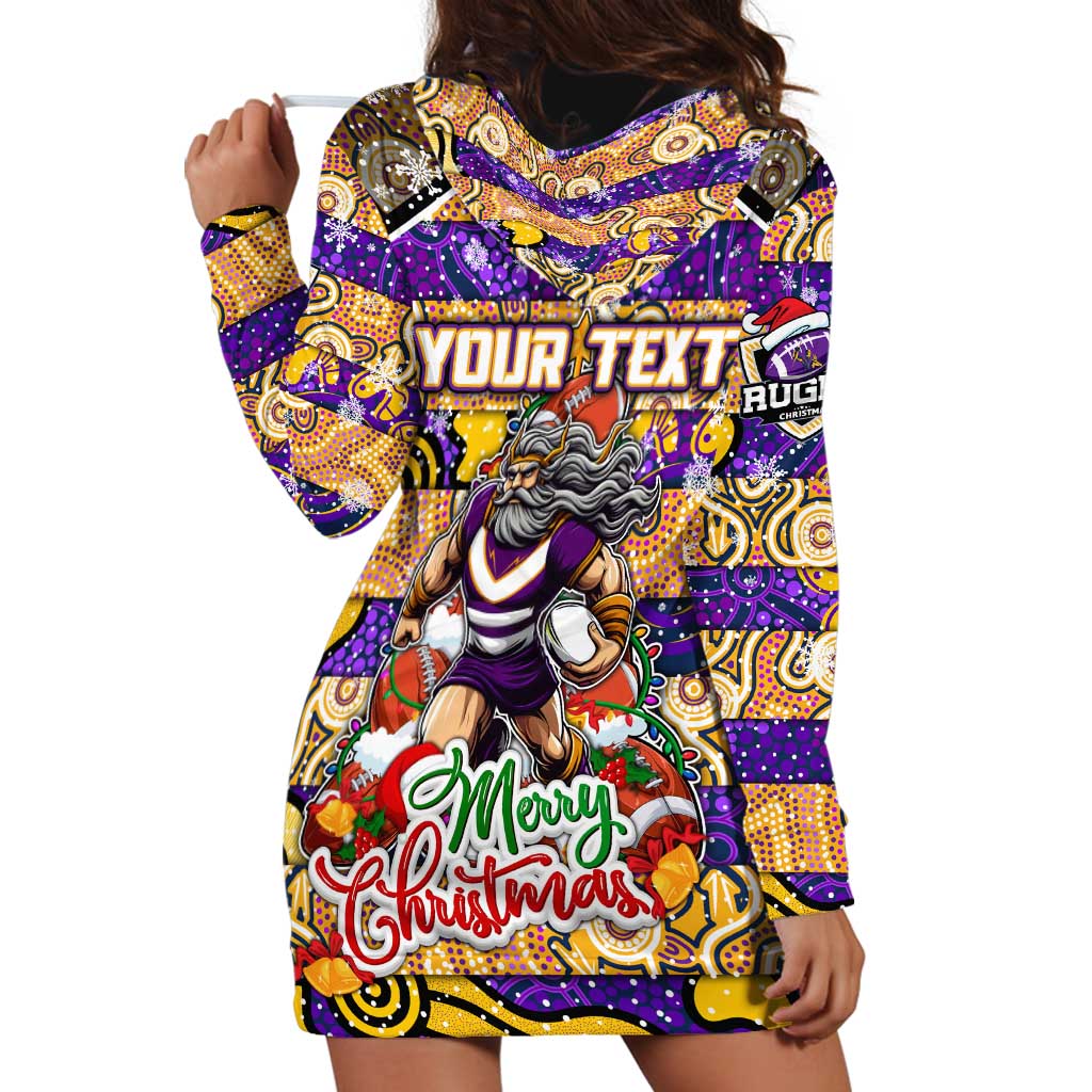 Custom Storm Rugby Merry Christmas Hoodie Dress Indigenous Australian Art