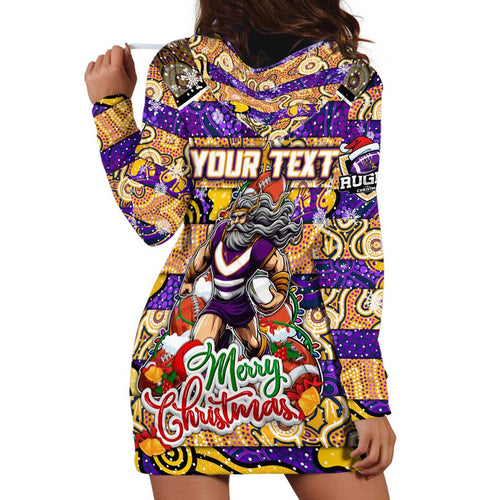Custom Storm Rugby Merry Christmas Hoodie Dress Indigenous Australian Art