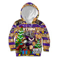 Custom Storm Rugby Merry Christmas Kid Hoodie Indigenous Australian Art